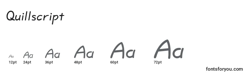 sizes of quillscript font, quillscript sizes