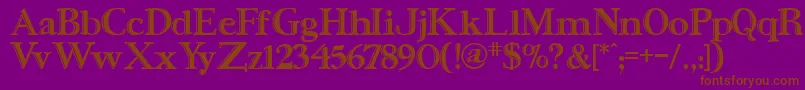 Fonte UrsaSerifengraved – fontes marrons em um fundo roxo