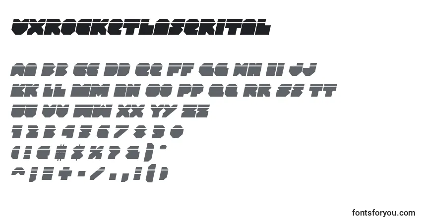 Vxrocketlaserital-fontti – aakkoset, numerot, erikoismerkit