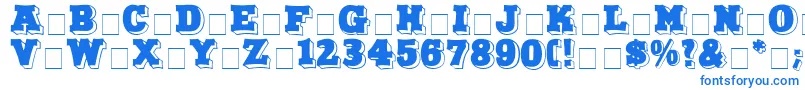 NorthFaceDisplayCapsSsi-Schriftart – Blaue Schriften auf weißem Hintergrund