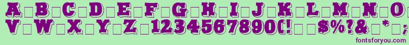 NorthFaceDisplayCapsSsi-fontti – violetit fontit vihreällä taustalla