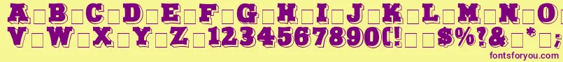 NorthFaceDisplayCapsSsi-fontti – violetit fontit keltaisella taustalla