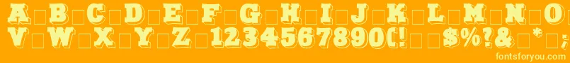 NorthFaceDisplayCapsSsi-fontti – keltaiset fontit oranssilla taustalla