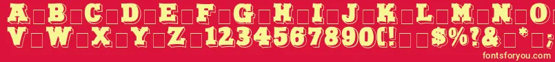 NorthFaceDisplayCapsSsi-fontti – keltaiset fontit punaisella taustalla