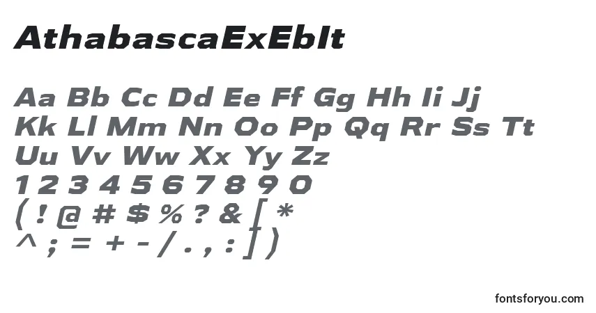 Schriftart AthabascaExEbIt – Alphabet, Zahlen, spezielle Symbole