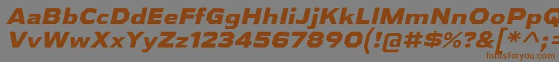 フォントAthabascaExEbIt – 茶色の文字が灰色の背景にあります。