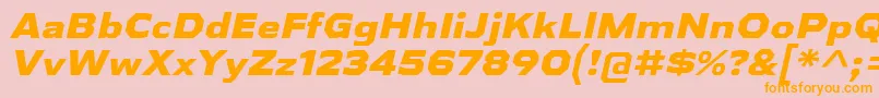 AthabascaExEbIt-fontti – oranssit fontit vaaleanpunaisella taustalla