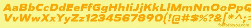 AthabascaExEbIt-Schriftart – Orangefarbene Schriften auf gelbem Hintergrund