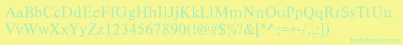 TimelesstcyligRegular Font – Green Fonts on Yellow Background