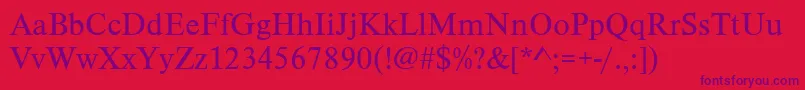 Fonte TimelesstcyligRegular – fontes roxas em um fundo vermelho