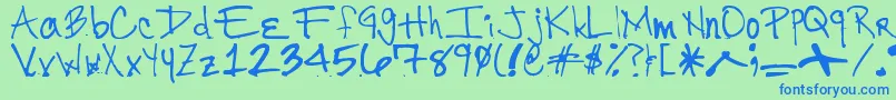 DyslexicEnglishTeacherSHandwriting Font – Blue Fonts on Green Background