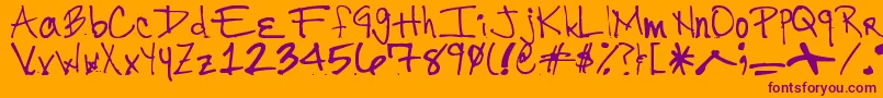 DyslexicEnglishTeacherSHandwriting Font – Purple Fonts on Orange Background
