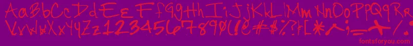 DyslexicEnglishTeacherSHandwriting Font – Red Fonts on Purple Background