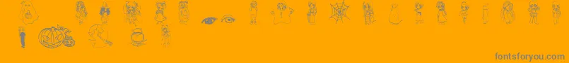 Halloween2001-Schriftart – Graue Schriften auf orangefarbenem Hintergrund