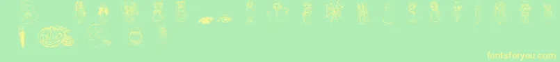 Halloween2001-fontti – keltaiset fontit vihreällä taustalla