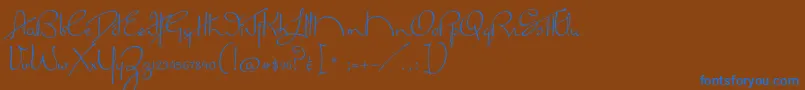 フォントMissLankfort – 茶色の背景に青い文字