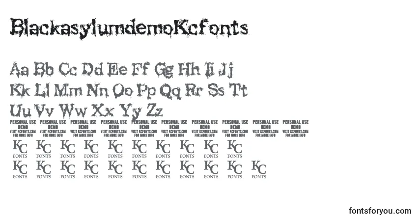 Czcionka BlackasylumdemoKcfonts – alfabet, cyfry, specjalne znaki