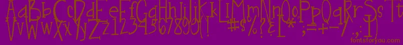 DjbNouveauLight Font – Brown Fonts on Purple Background