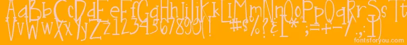 DjbNouveauLight Font – Pink Fonts on Orange Background