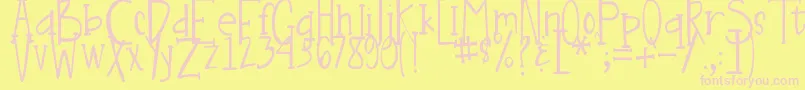 DjbNouveauLight Font – Pink Fonts on Yellow Background