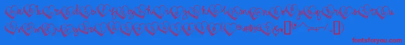 DjCandyHeart Font – Red Fonts on Blue Background