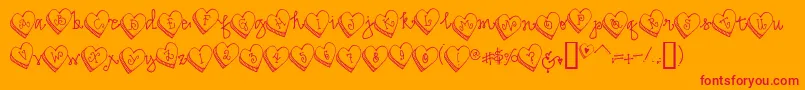 DjCandyHeart-Schriftart – Rote Schriften auf orangefarbenem Hintergrund