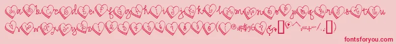 フォントDjCandyHeart – ピンクの背景に赤い文字
