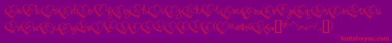 DjCandyHeart-Schriftart – Rote Schriften auf violettem Hintergrund