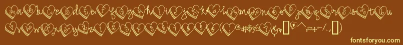 DjCandyHeart Font – Yellow Fonts on Brown Background