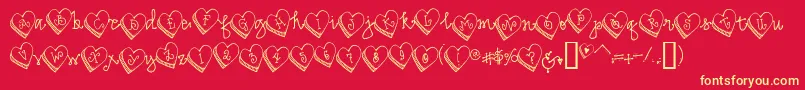 DjCandyHeart Font – Yellow Fonts on Red Background