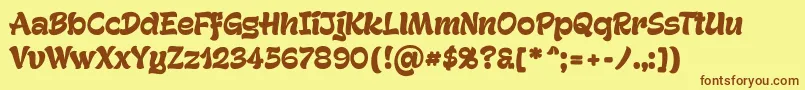 GeckoPersonaluseonly-fontti – ruskeat fontit keltaisella taustalla