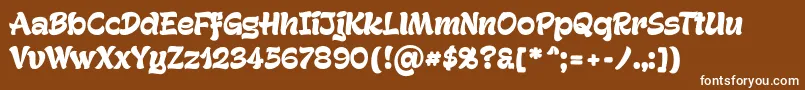 GeckoPersonaluseonly-fontti – valkoiset fontit ruskealla taustalla
