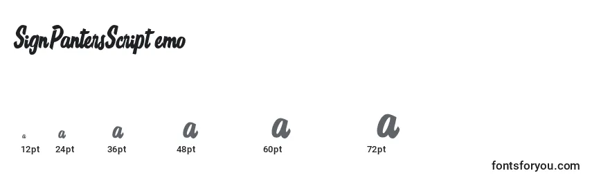 SignPantersScriptDemo Font Sizes