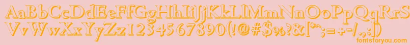 CambridgeshadowBold-Schriftart – Orangefarbene Schriften auf rosa Hintergrund