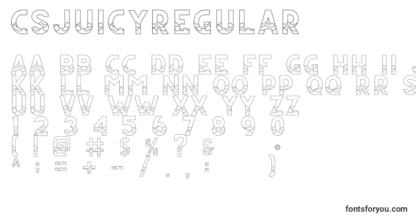 Шрифт CsJuicyRegular – алфавит, цифры, специальные символы