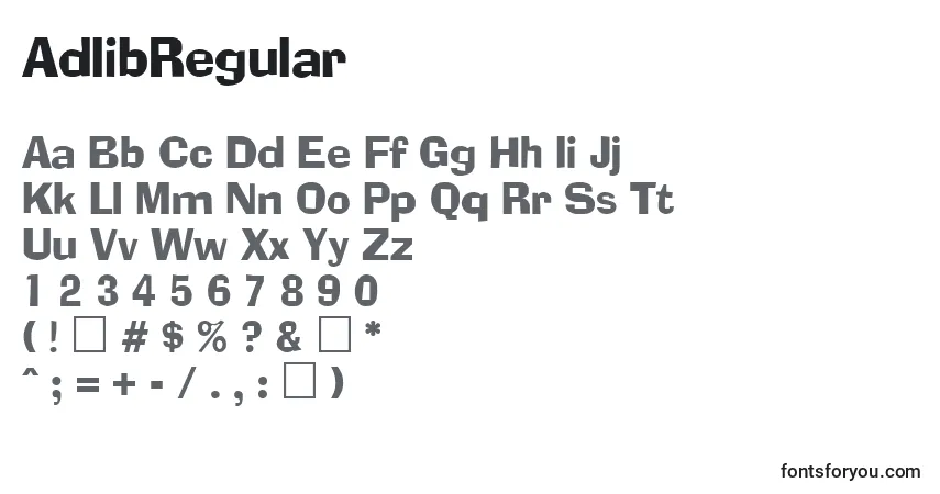 AdlibRegular Font – alphabet, numbers, special characters