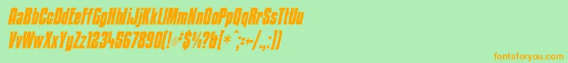 フォントKenyanCoffeeBoldItalic – オレンジの文字が緑の背景にあります。