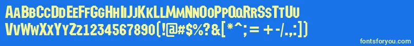 AMachinanovacps Font – Yellow Fonts on Blue Background