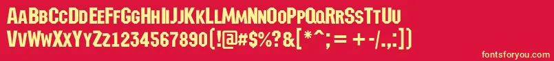 フォントAMachinanovacps – 黄色の文字、赤い背景