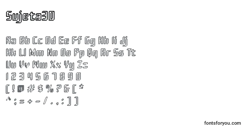 A fonte Sujeta3D – alfabeto, números, caracteres especiais