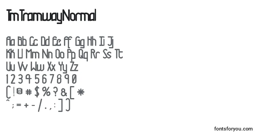 Schriftart TmTramwayNormal – Alphabet, Zahlen, spezielle Symbole