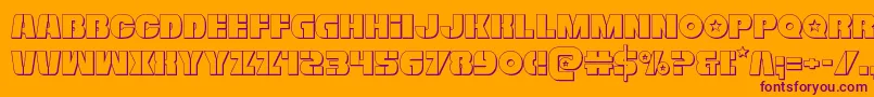 Freedomfighter3D-Schriftart – Violette Schriften auf orangefarbenem Hintergrund