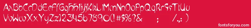Mucha Font – White Fonts on Red Background