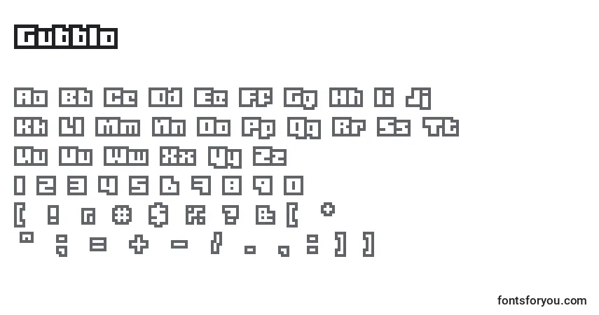 Schriftart Gubblo – Alphabet, Zahlen, spezielle Symbole