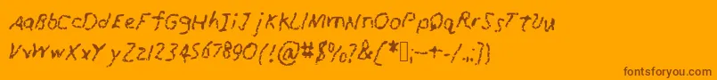 RunawayCrayon-Schriftart – Braune Schriften auf orangefarbenem Hintergrund