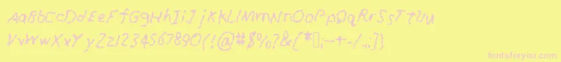 フォントRunawayCrayon – ピンクのフォント、黄色の背景