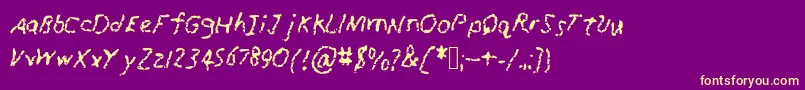 RunawayCrayon Font – Yellow Fonts on Purple Background