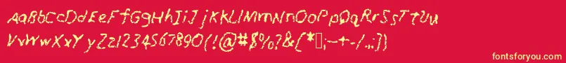 RunawayCrayon Font – Yellow Fonts on Red Background