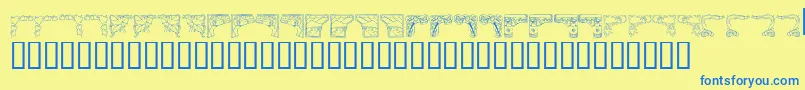 KrCorners2-Schriftart – Blaue Schriften auf gelbem Hintergrund