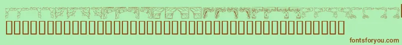 フォントKrCorners2 – 緑の背景に茶色のフォント